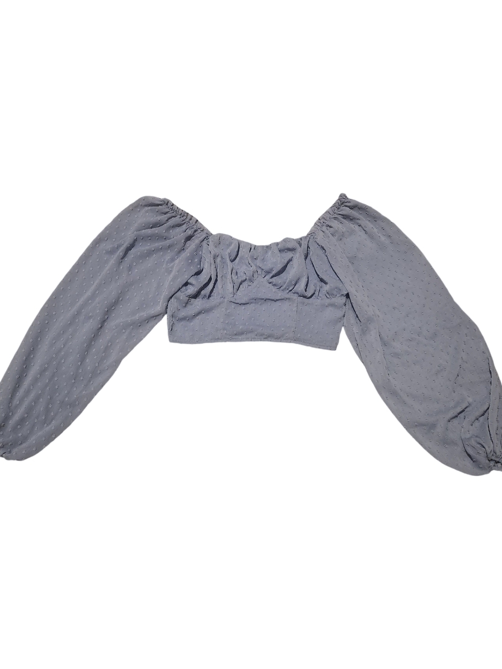SHEIN Dusty Blue Puff Sleeve Crop Top